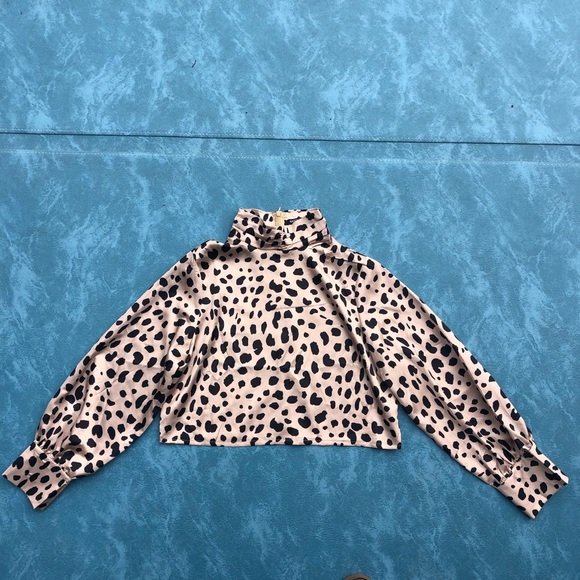 Leopard print fancy satin crop top - Picture 2 of 7